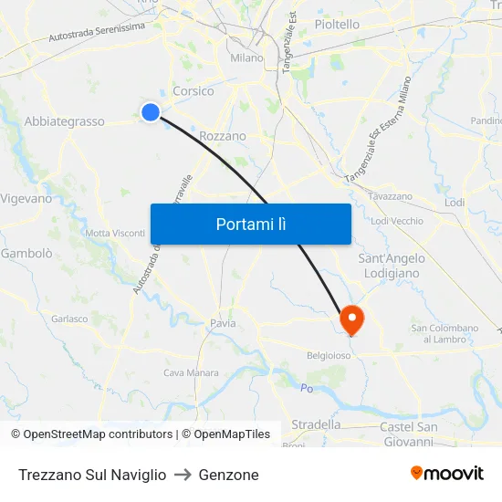 Trezzano Sul Naviglio to Genzone map