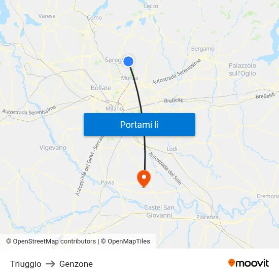 Triuggio to Genzone map