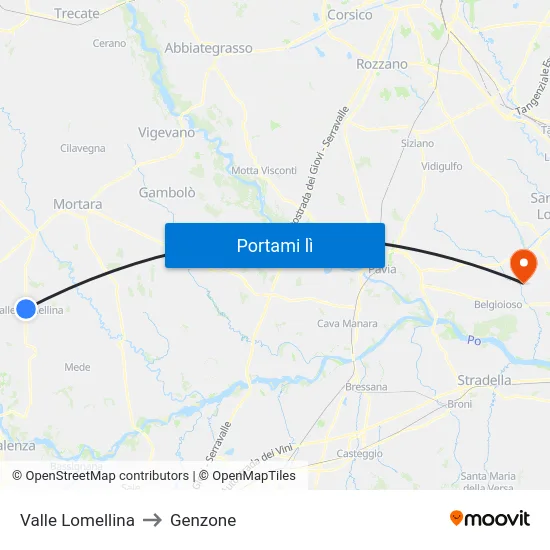 Valle Lomellina to Genzone map