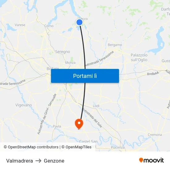 Valmadrera to Genzone map