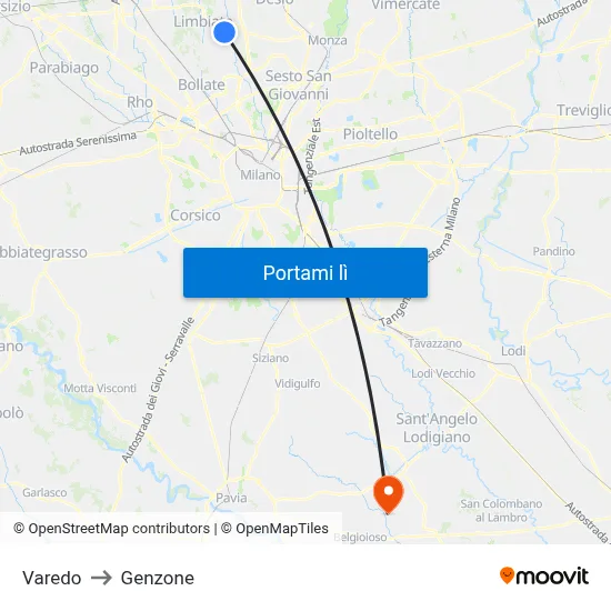 Varedo to Genzone map