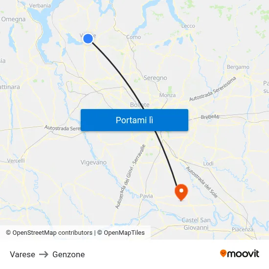 Varese to Genzone map