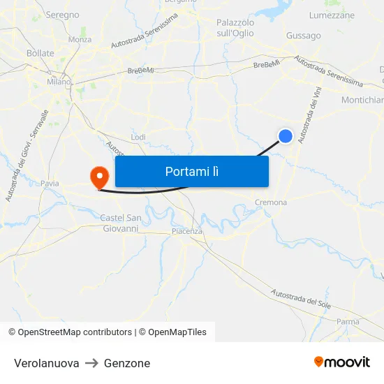Verolanuova to Genzone map