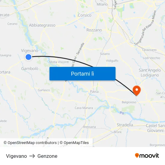 Vigevano to Genzone map