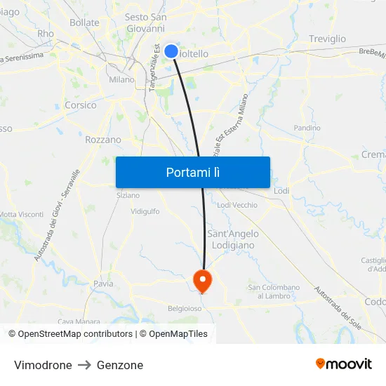 Vimodrone to Genzone map