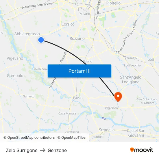 Zelo Surrigone to Genzone map