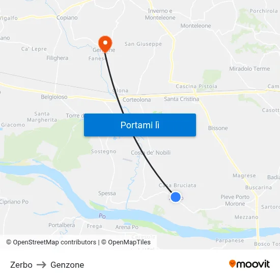 Zerbo to Genzone map