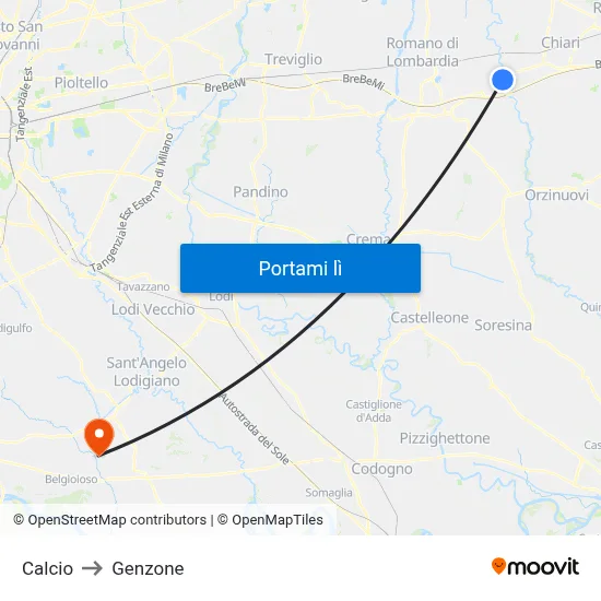 Calcio to Genzone map