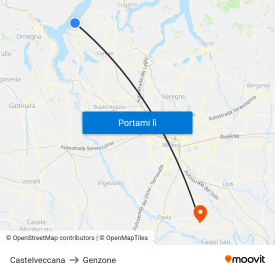 Castelveccana to Genzone map