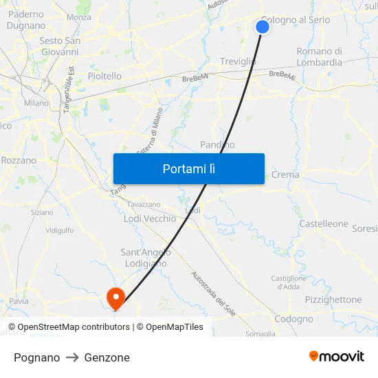 Pognano to Genzone map