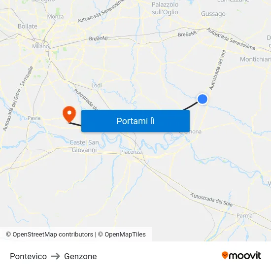 Pontevico to Genzone map