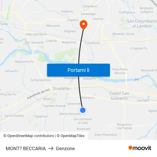 MONT? BECCARIA to Genzone map