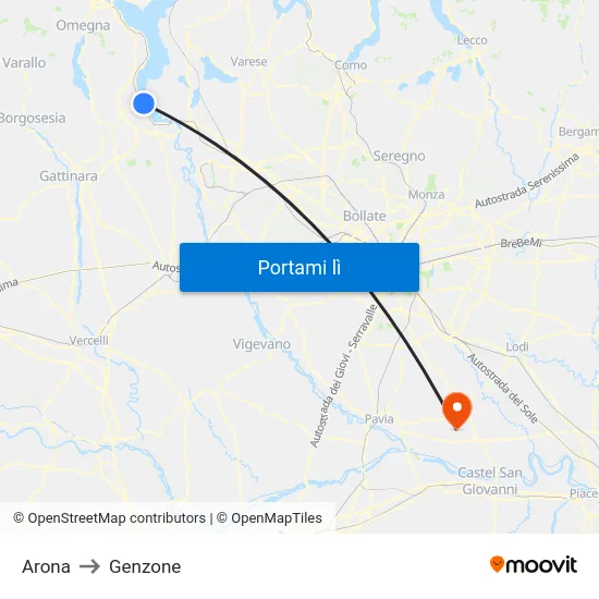 Arona to Genzone map