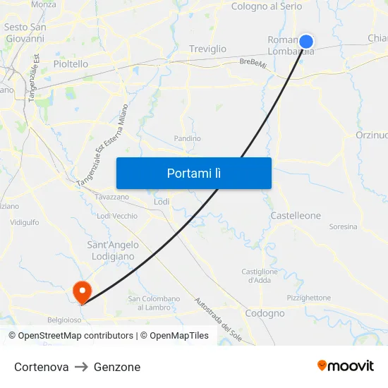 Cortenova to Genzone map