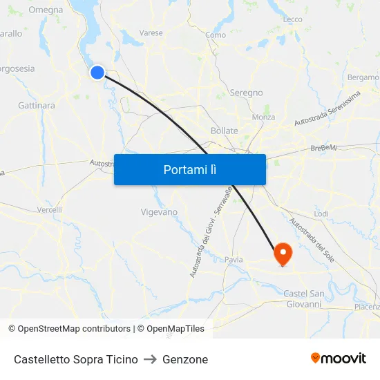 Castelletto Sopra Ticino to Genzone map