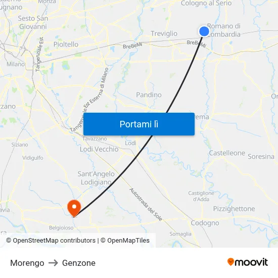Morengo to Genzone map