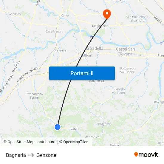Bagnaria to Genzone map