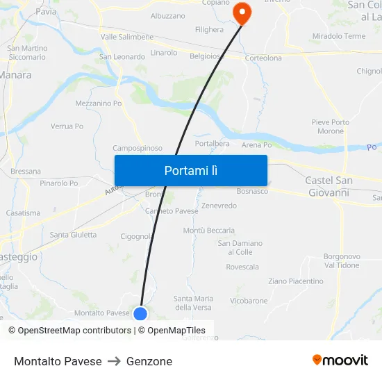 Montalto Pavese to Genzone map