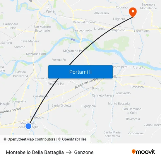 Montebello Della Battaglia to Genzone map