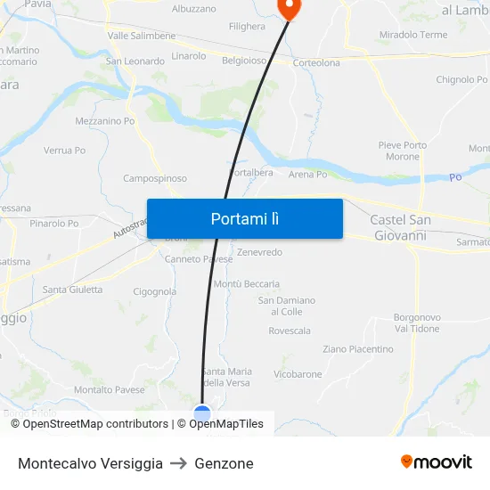 Montecalvo Versiggia to Genzone map