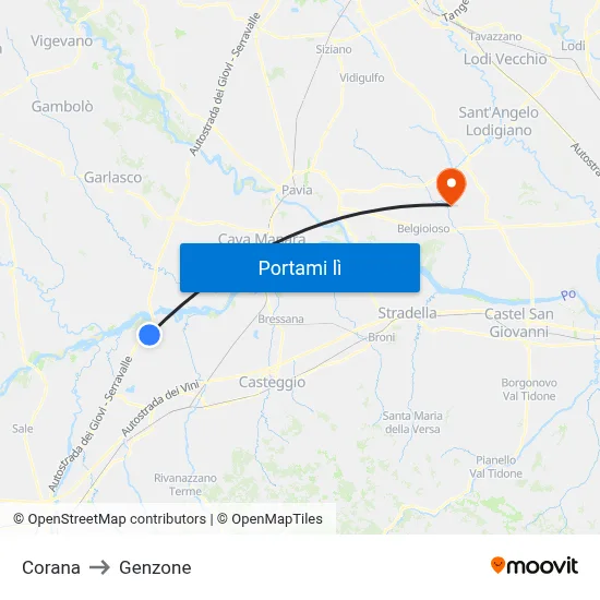 Corana to Genzone map