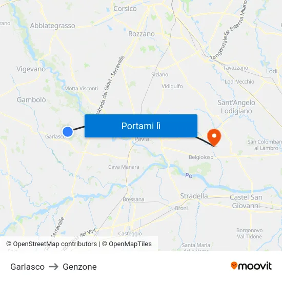 Garlasco to Genzone map