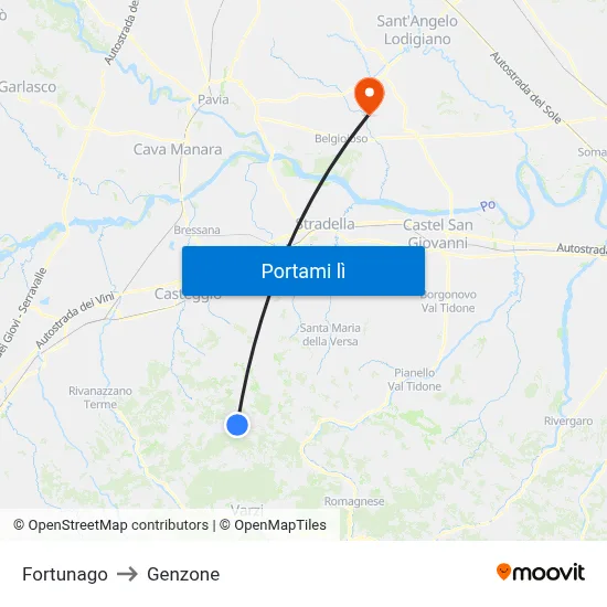 Fortunago to Genzone map