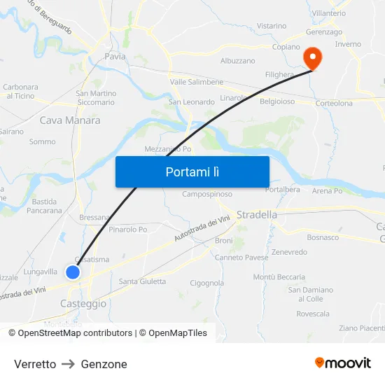 Verretto to Genzone map