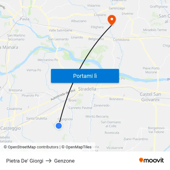 Pietra De' Giorgi to Genzone map