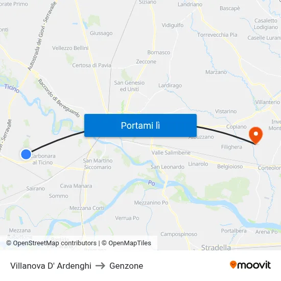 Villanova D' Ardenghi to Genzone map