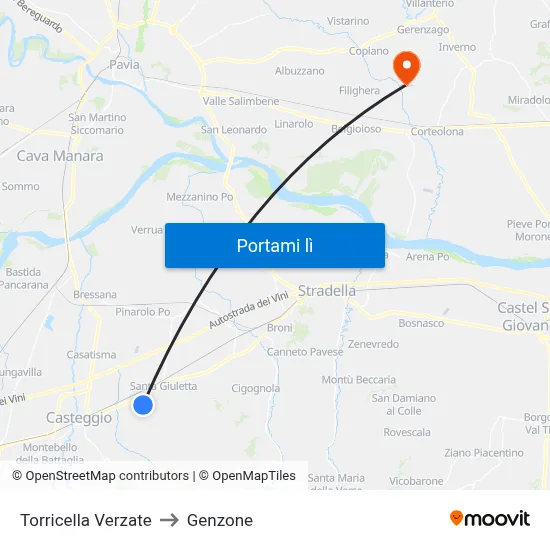 Torricella Verzate to Genzone map