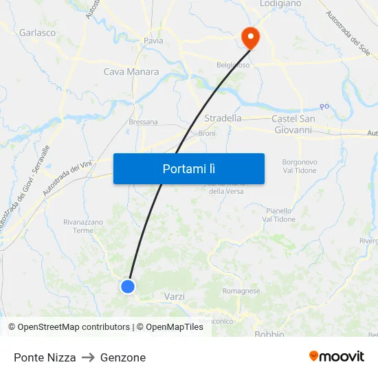 Ponte Nizza to Genzone map