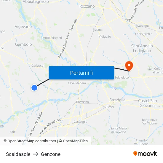 Scaldasole to Genzone map