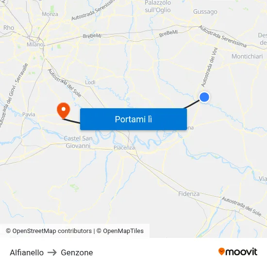 Alfianello to Genzone map