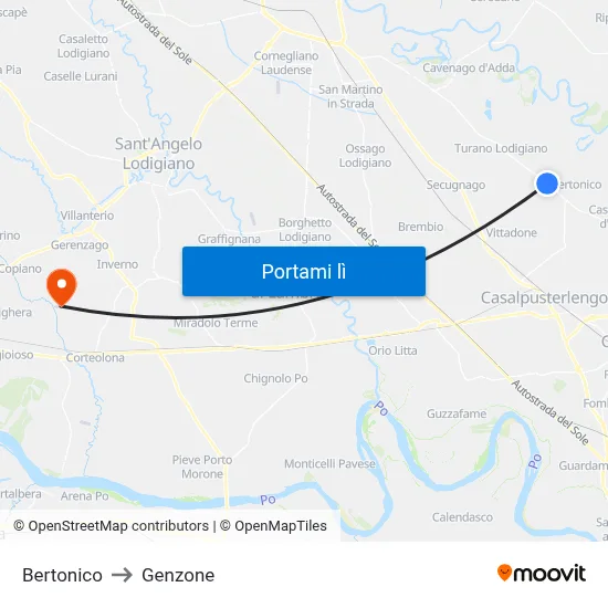 Bertonico to Genzone map
