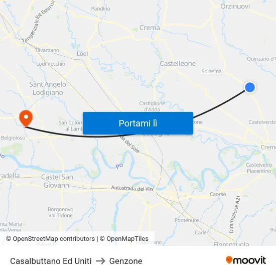 Casalbuttano Ed Uniti to Genzone map