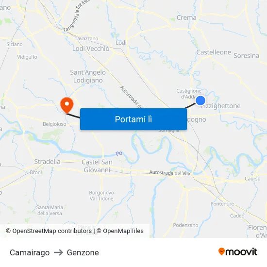 Camairago to Genzone map