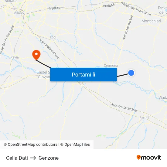 Cella Dati to Genzone map