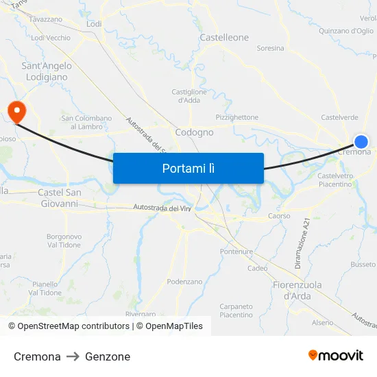 Cremona to Genzone map
