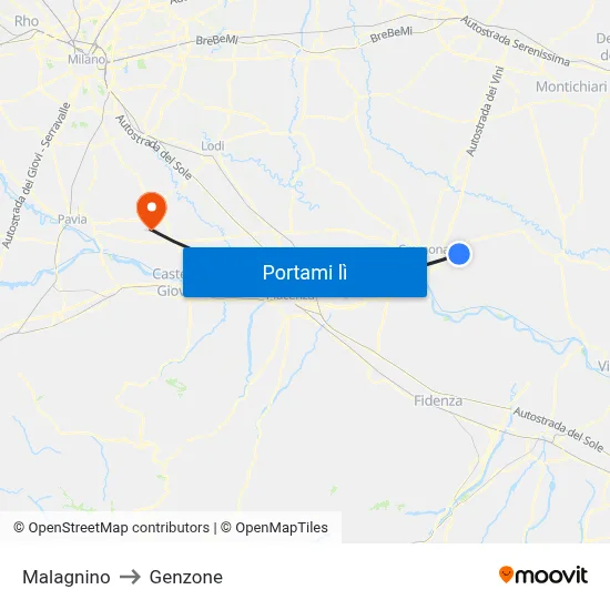 Malagnino to Genzone map