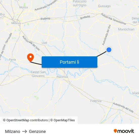 Milzano to Genzone map