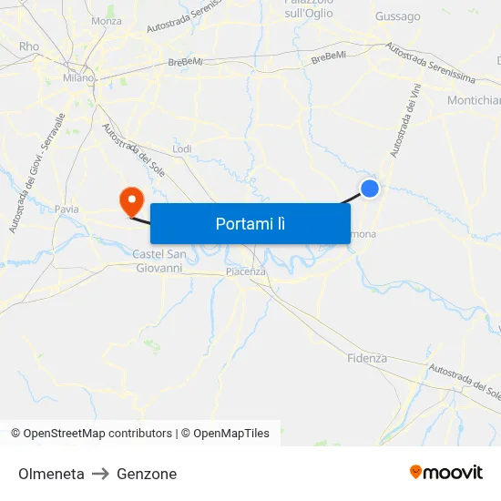 Olmeneta to Genzone map