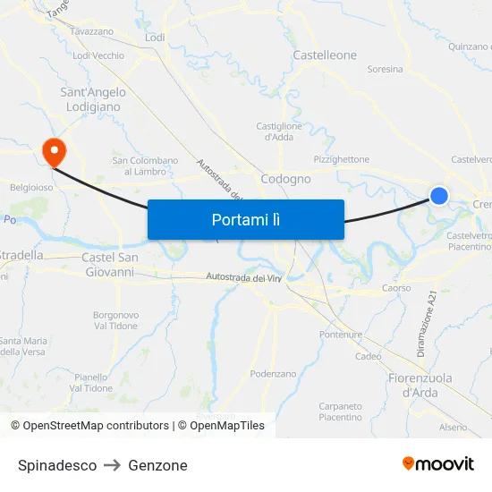 Spinadesco to Genzone map