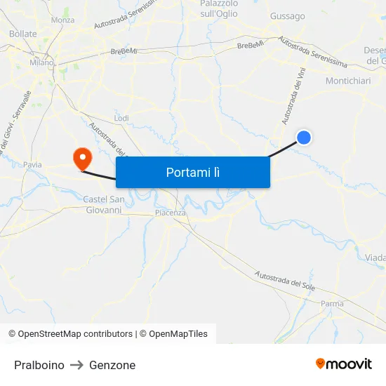 Pralboino to Genzone map