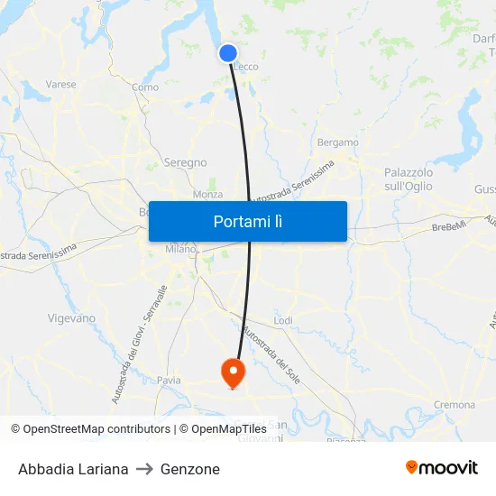 Abbadia Lariana to Genzone map