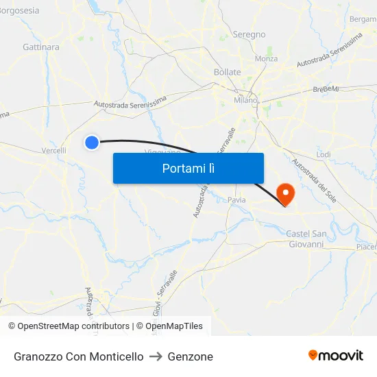 Granozzo Con Monticello to Genzone map