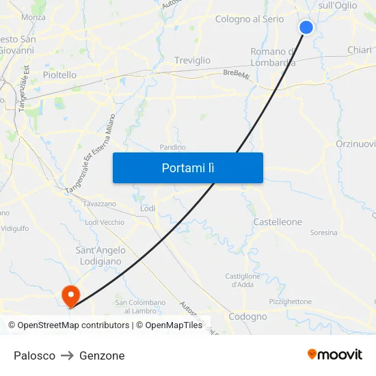 Palosco to Genzone map