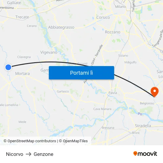 Nicorvo to Genzone map
