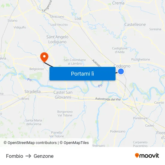 Fombio to Genzone map
