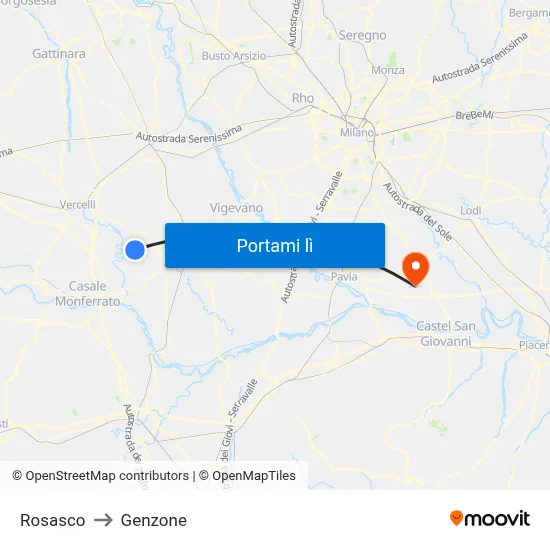Rosasco to Genzone map